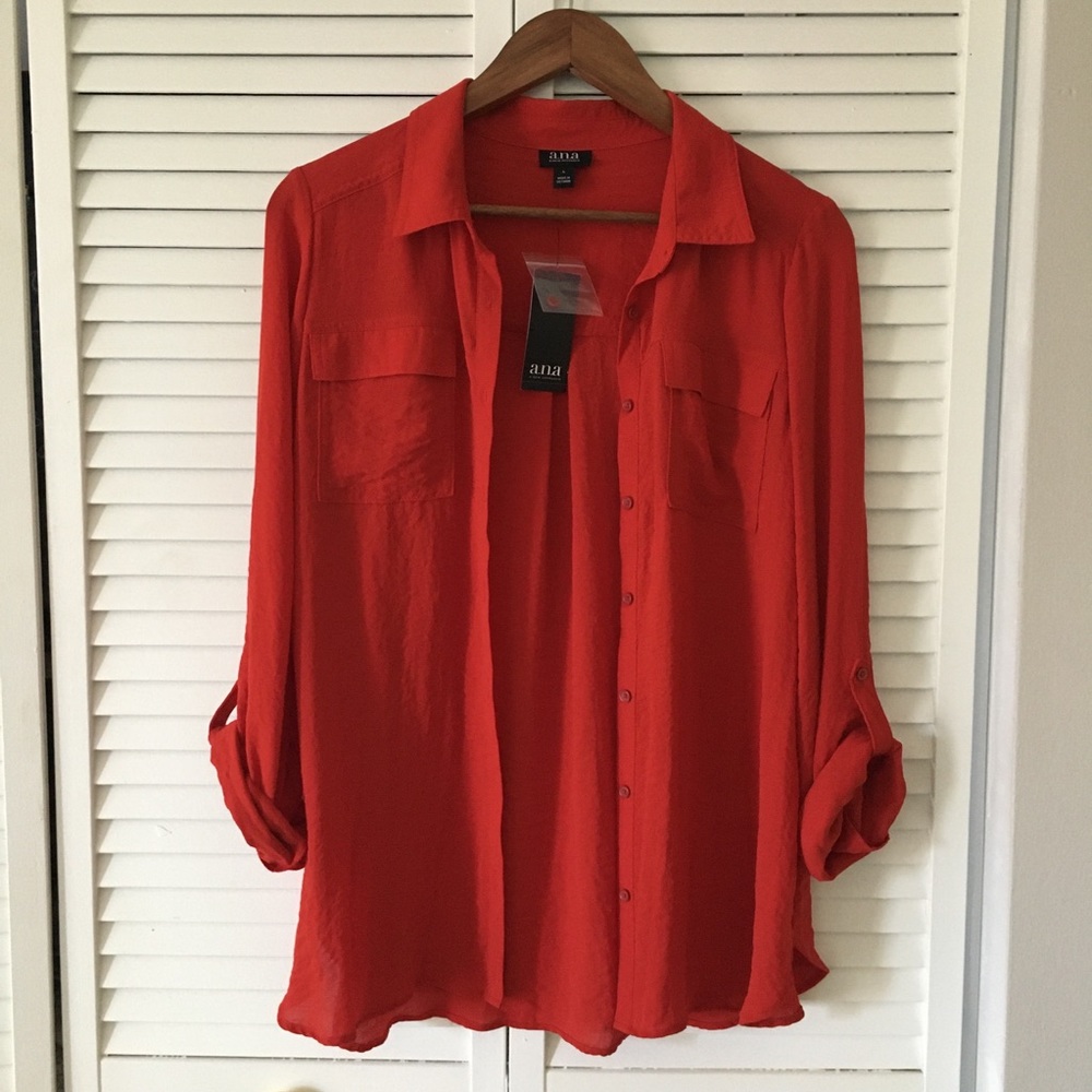 a.n.a red button down blouse